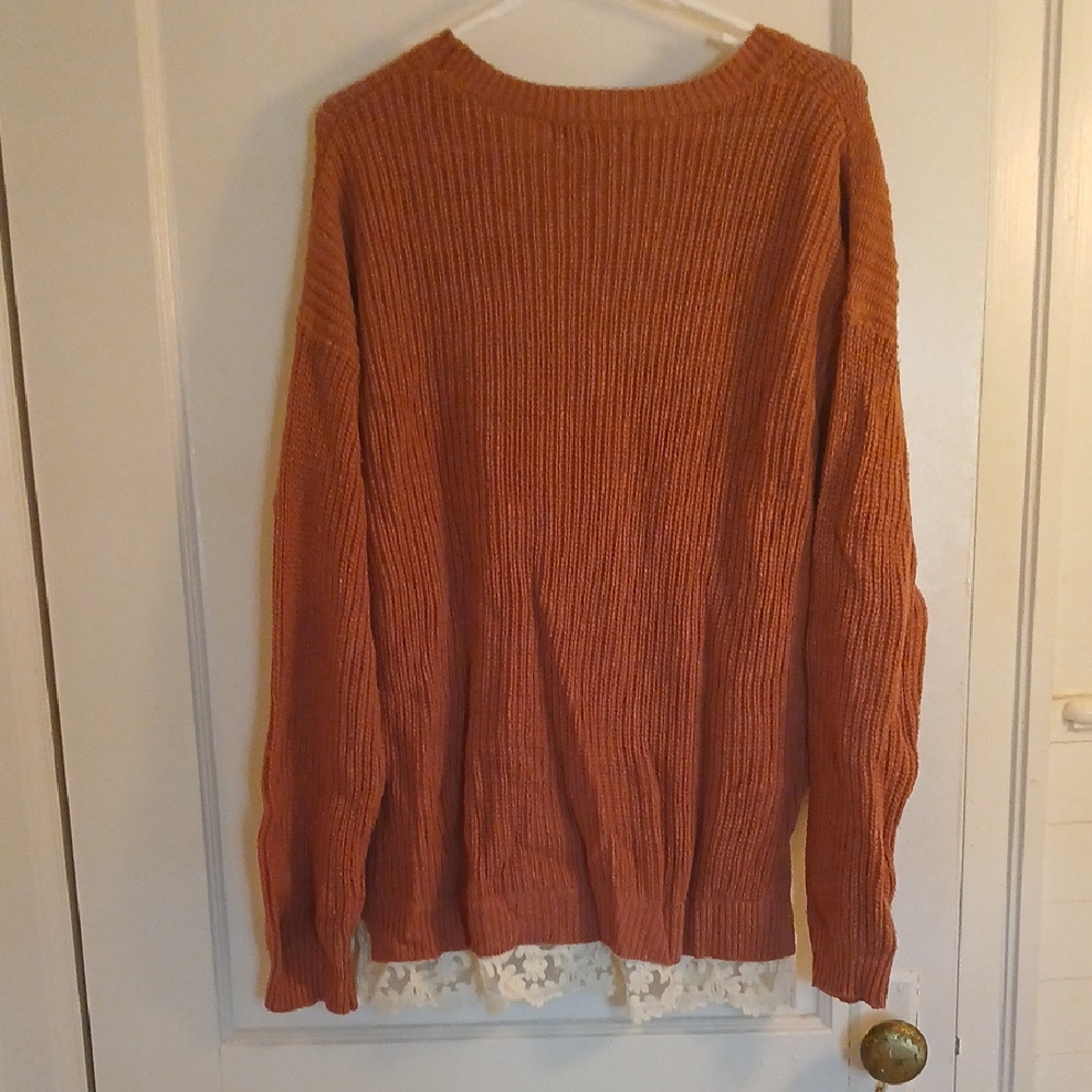 Forever 21 Magenta Sweater with Lace Detail - Picture 6 of 7